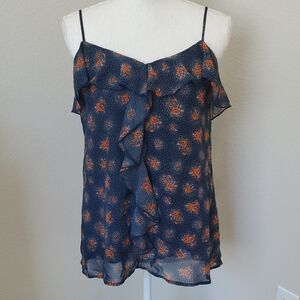 Xhilaration Navy and Orange Floral Camisole